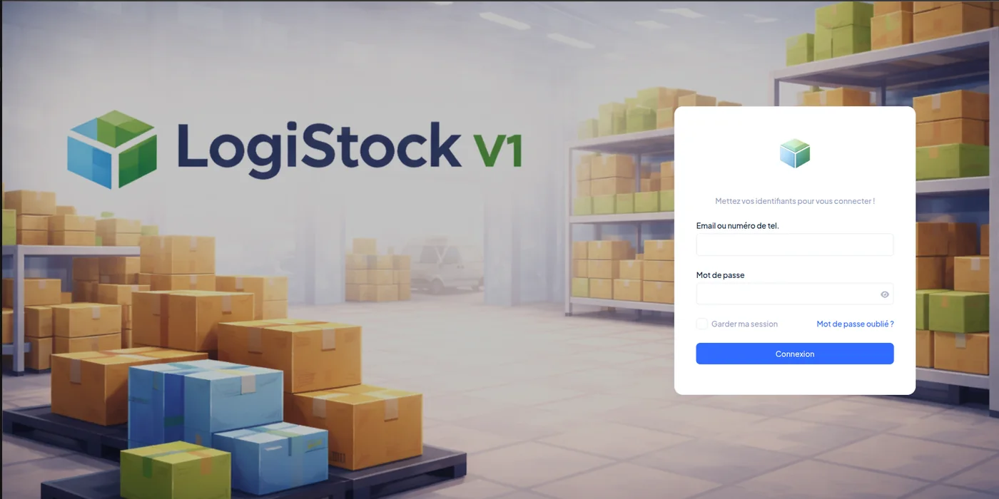 Logistock V1 - écran de connexion de l'application